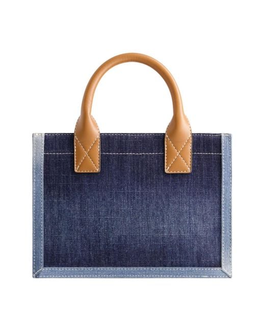 True Religion Blue Modern Edge Denim Tote