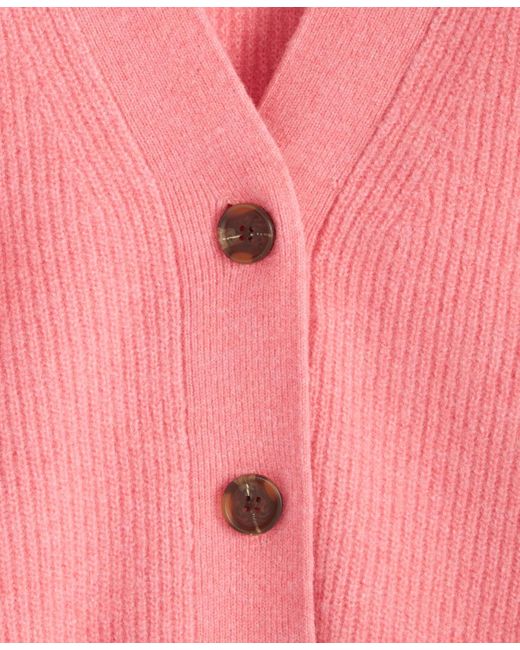 On 34th Red Three-button Shaker Cardigan