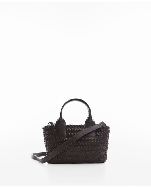 Mango Black Braided Leather Handbag