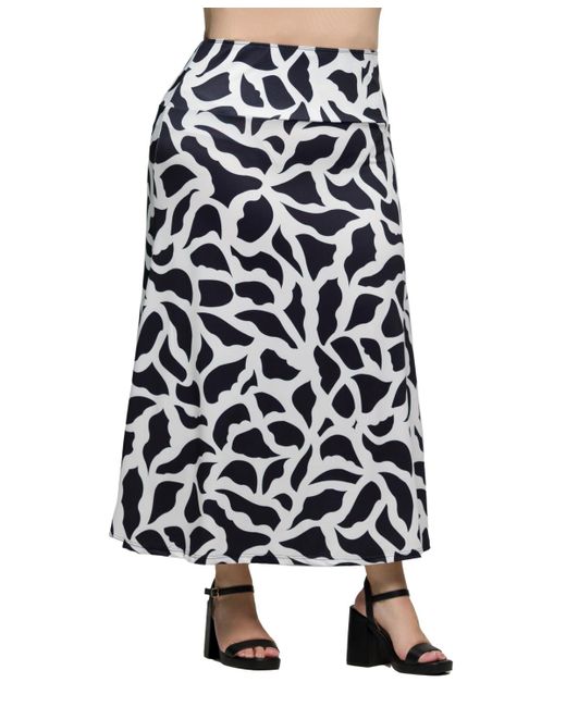 24seven Comfort Apparel White Plus Size Elastic Waist A-line Maxi Skirt