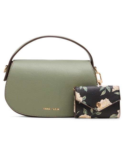 Anne Klein Green Small Flap Saddle Bag