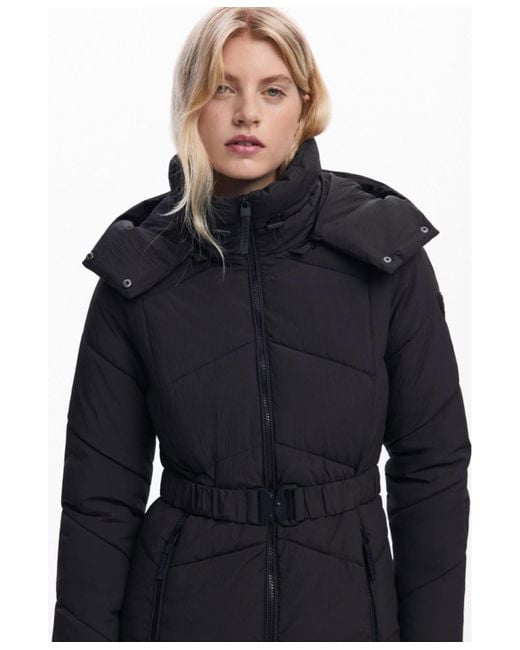 Desigual Blue Belted Padded Jacket