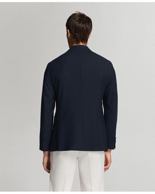 Mango Blue Pockets Slim-fit Blazer for men