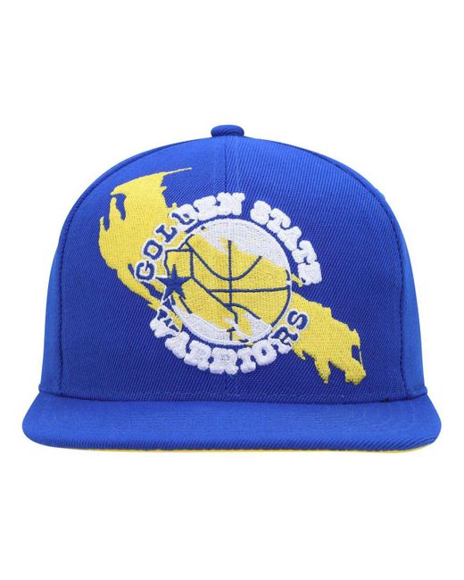 Men's Mitchell & Ness Royal/Gold Golden State Warriors Half and Half Snapback  Hat