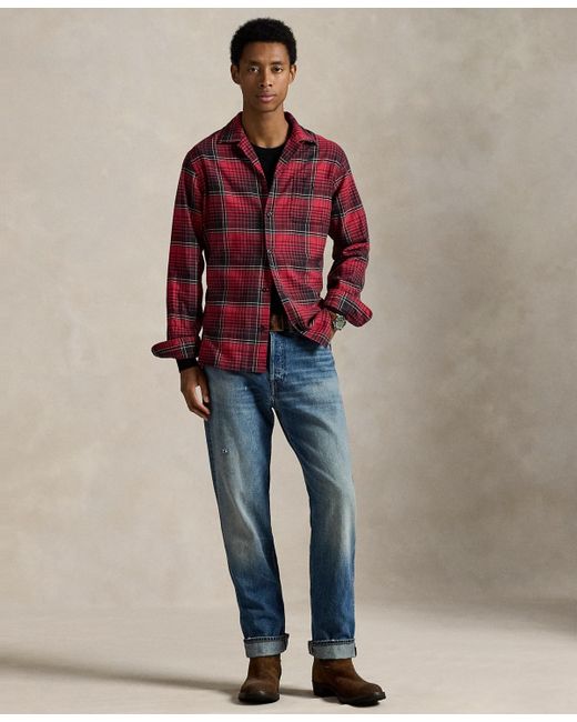 Polo Ralph Lauren Red Brushed Performance Long Sleeve Shirt for men