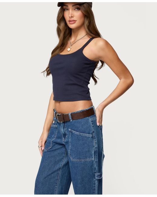 Edikted Blue Basic Babe Tank Top