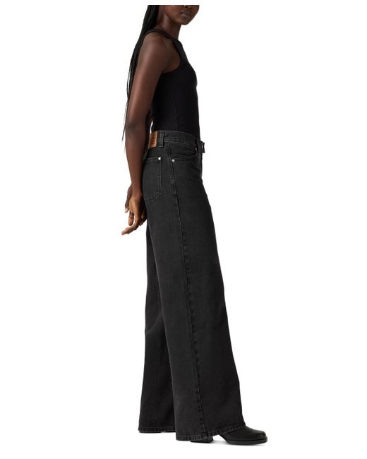 Levi's Black Cotton '94 Mid-rise Wide-leg Moto Jeans