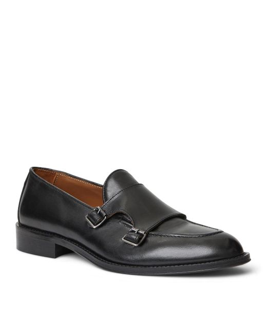 Bruno Magli Black Biagio Leather Double Monk Dress Shoes for men