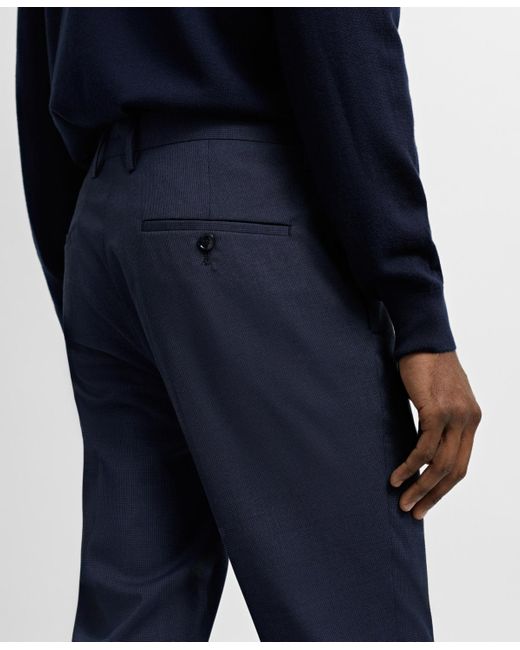 Mango Blue Super Slim-fit Printed Suit Pants