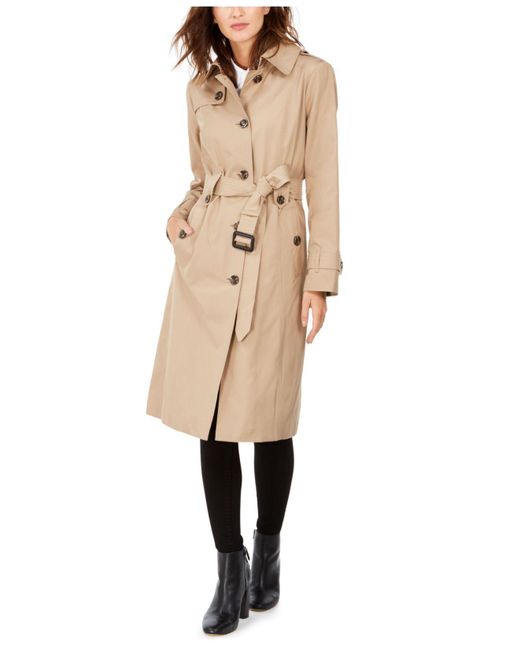 London Fog Natural Hooded Maxi Trench Coat
