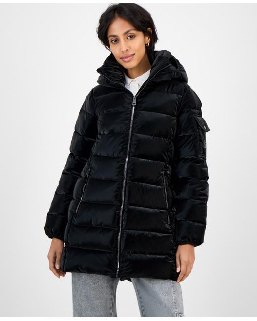 BCBGMAXAZRIA Black Hooded Puffer Coat