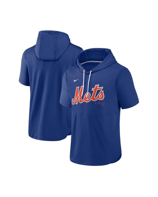 Nike Royal New York Mets Springer Short Sleeve Team Pullover Hoodie in