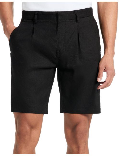 Kenneth Cole Black Solid Pleated 8" Performance Shorts for men
