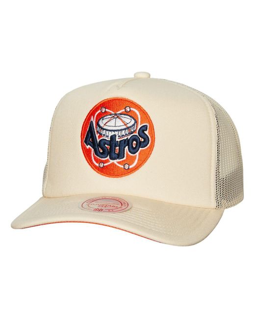 Mitchell & Ness White Houston Astros Cooperstown Collection Evergreen Adjustable Trucker Hat for men