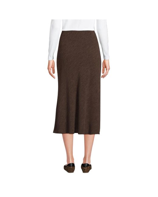 Lands' End Brown Crinkle Midi Skirt