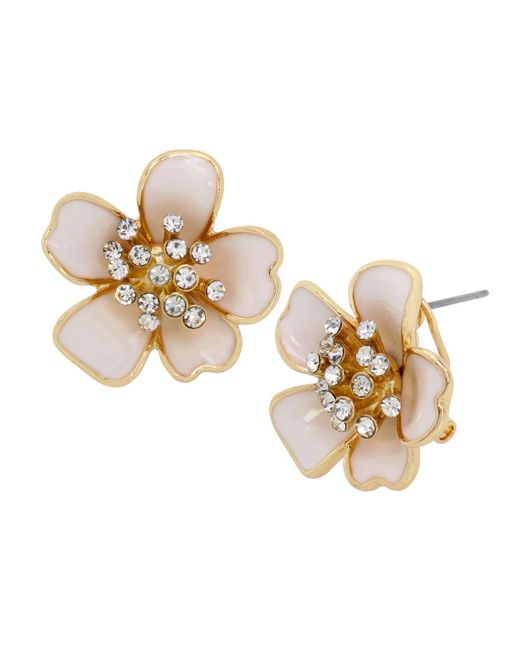 Betsey Johnson Metallic Faux Stone Flower Stud Earrings
