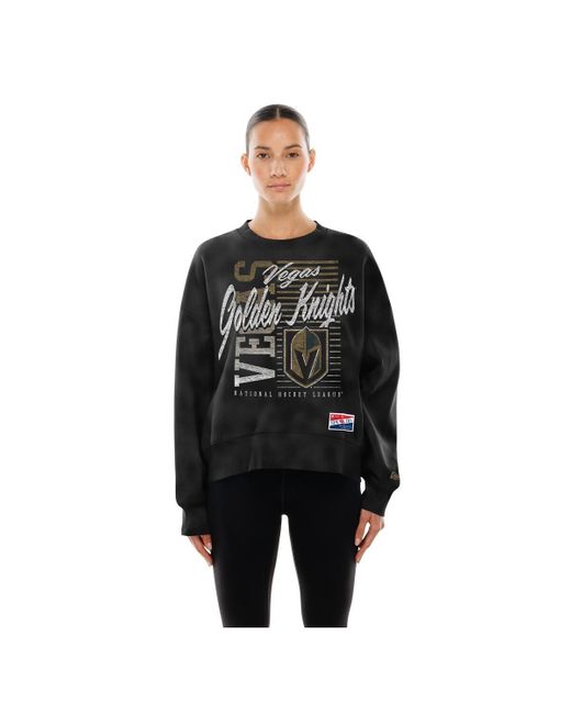 KTZ Black Vegas Golden Knights Oversized Throwback Mineral Wash Sweatshirt