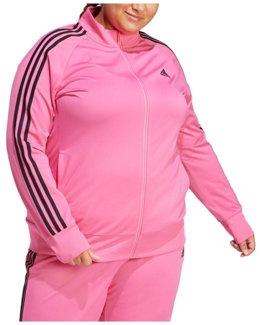 Adidas Pink 3-stripe Tricot Track Jacket
