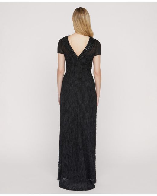 JS Collections Black Inaya Column Collared Gown