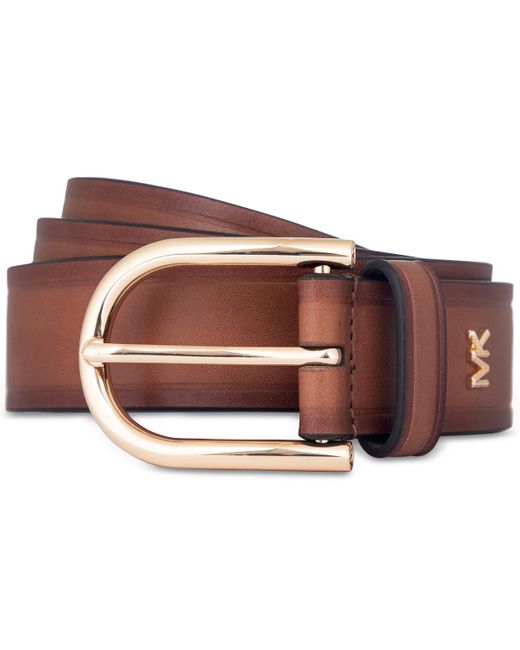 Michael Kors Brown Michael Gold-tone-buckle Leather Belt