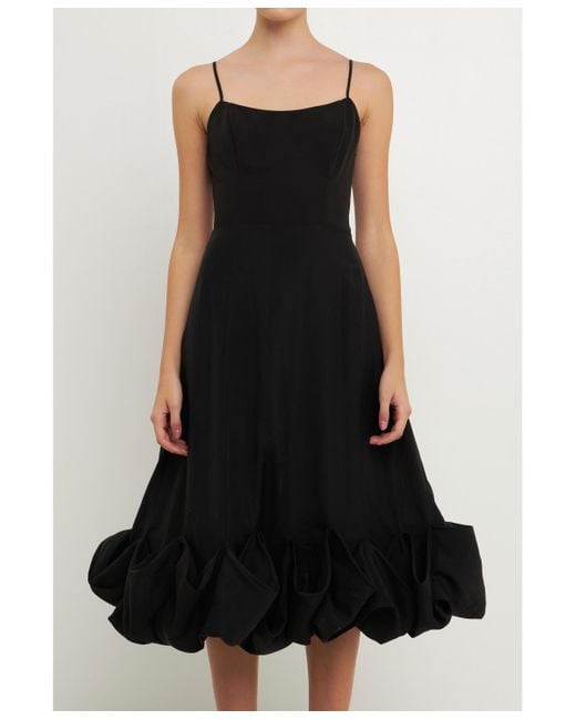 Endless Rose Black Voluminous Cami Midi Dress