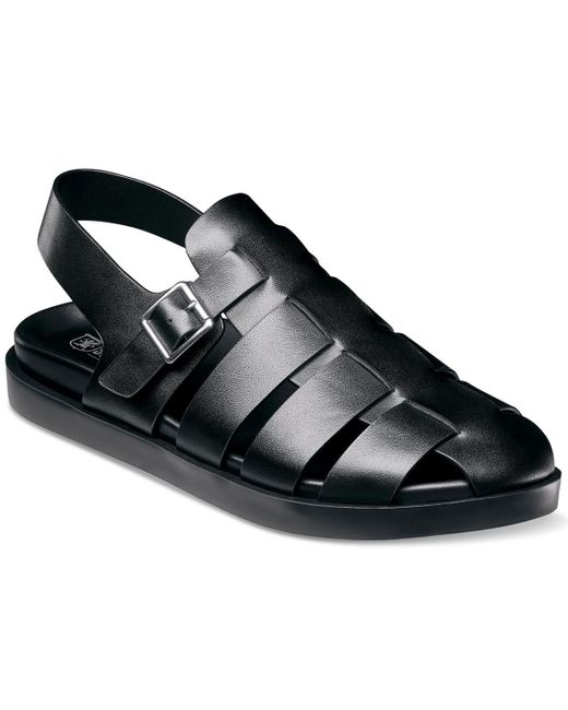 Stacy Adams Black Montego Slingback Faux-leather Buckle Sandals for men