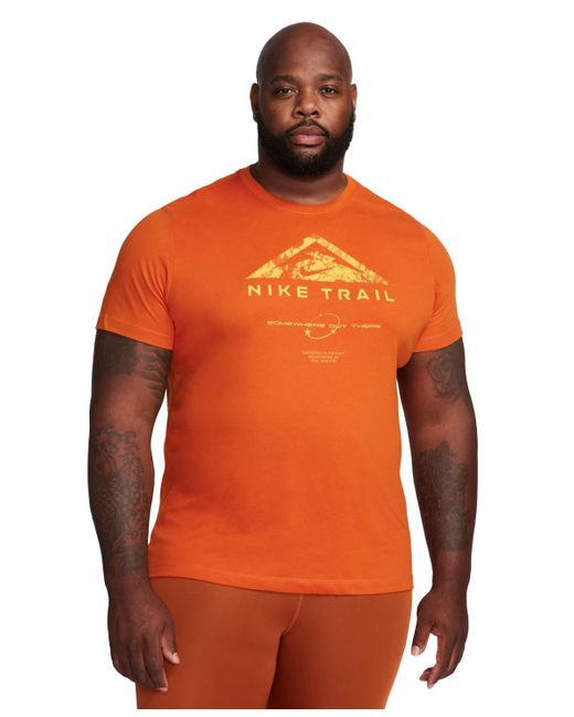 Nike Orange Sportswear Relaxed Fit Short Sleeve Trail Graphic T-shirt for men