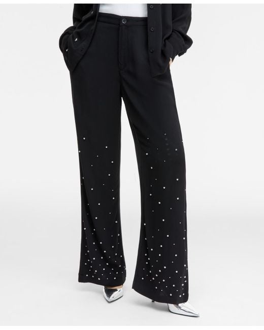 INC International Concepts Black High-rise Embellished Pants
