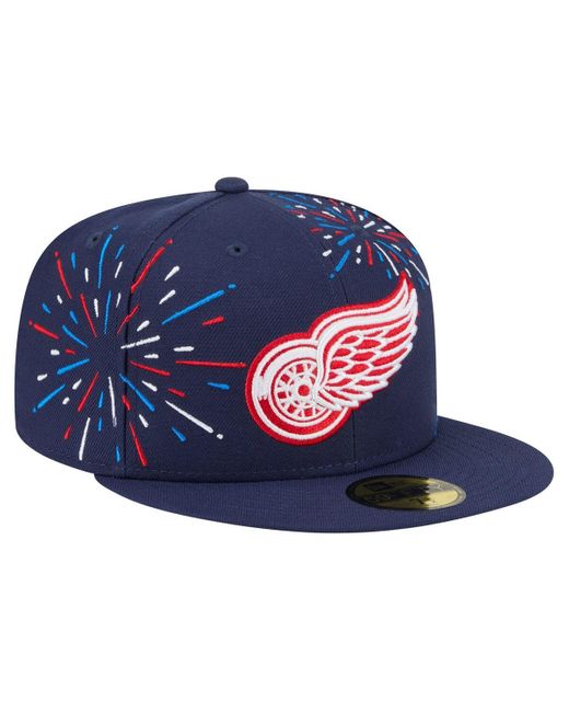 KTZ Blue Detroit Red Wings Americana Fireworks 59fifty Fitted Hat for men