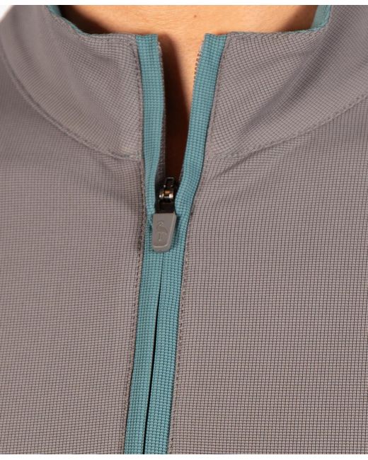 Tailorbyrd Gray Micro Grid Performance Quarter Zip for men