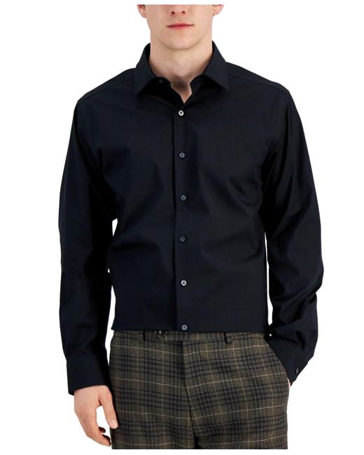Alfani Cotton Slim Fit 2way Stretch Stain Resistant Dress Shirt