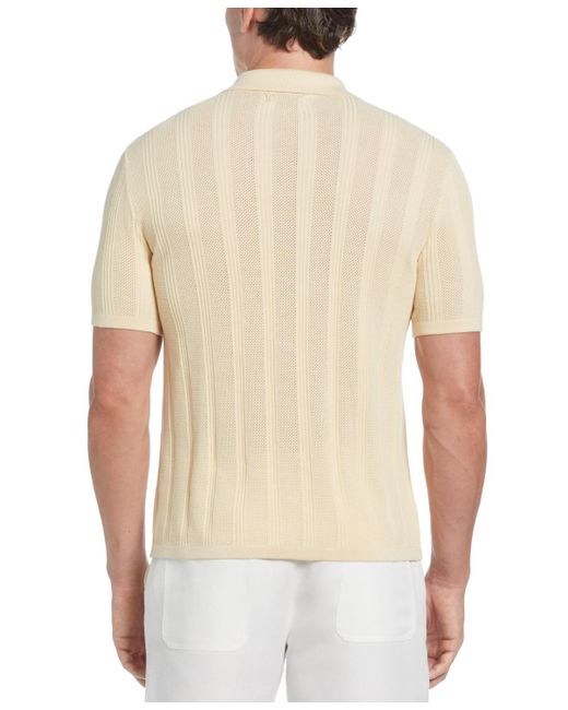 Cubavera Natural Short Sleeve Button-front Camp Sweater for men
