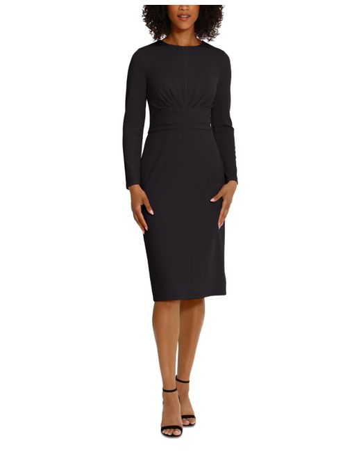 Maggy London Scubacrepe Gathered Midi Dress in Black Lyst