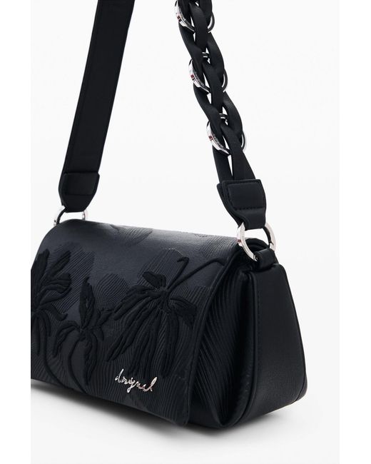 Desigual White Small Bag Embossed Flowers, Polyurethane