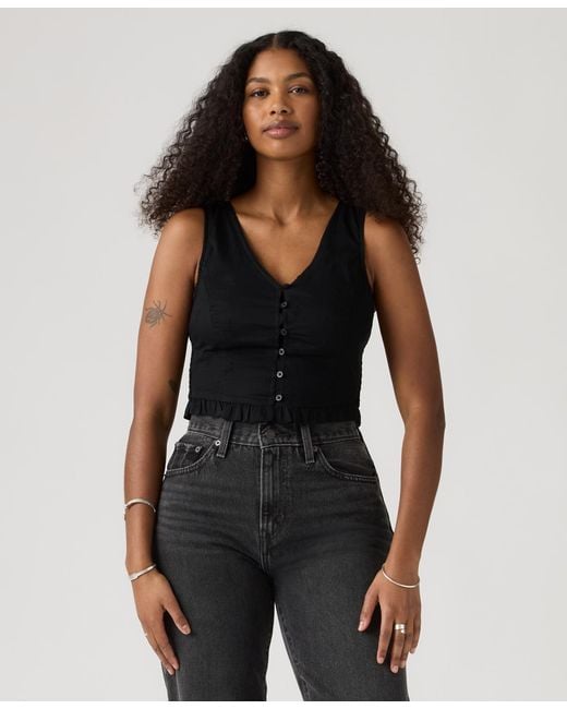 Levi's Black Teagan Mini Eyelet Blouse