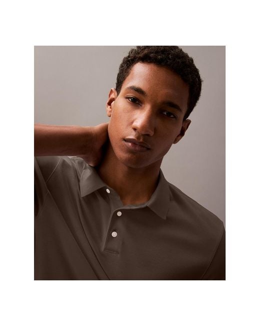 Calvin Klein Brown Short Sleeve Supima Cotton Polo Shirt for men