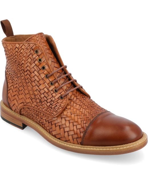 Taft Brown Rome Woven Handcrafted Full-grain Leather Dress Lace-up Boot for men