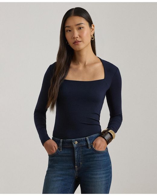 Ralph Lauren Blue Square Neck Top