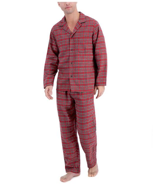 Club Room Stewart Plaid Flannel Pajama Set, Created For Macy's in Red