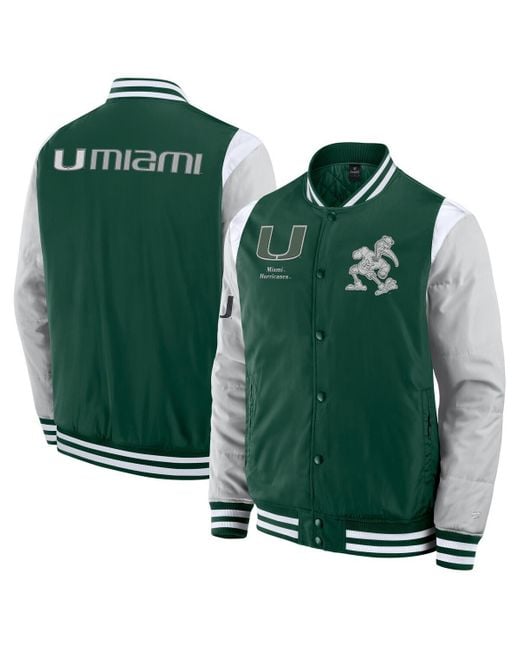Fanatics Green Miami Hurricanes Elementsâ Elite Full-snap Jacket for men