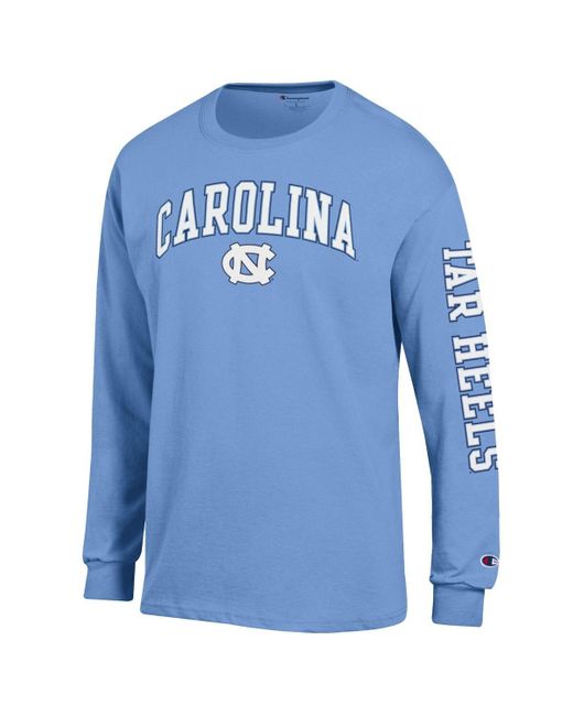 Champion Carolina Blue North Carolina Tar Heels Arch Over Logo 2-hit Long Sleeve T-shirt for men