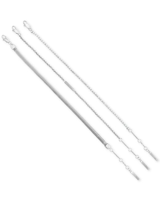 Calvin Klein White Stainless Steel 3-pc. Set Crystal Mixed Chain Bracelets