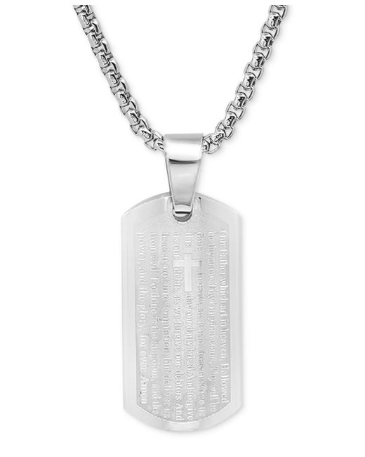 Steeltime White "our Father" Prayer 24" Pendant Necklace for men