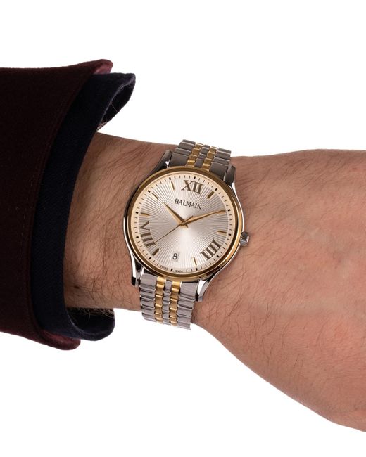 Balmain Metallic Swiss Beleganza Two-tone Stainless Steel Bracelet Watch 40mm for men