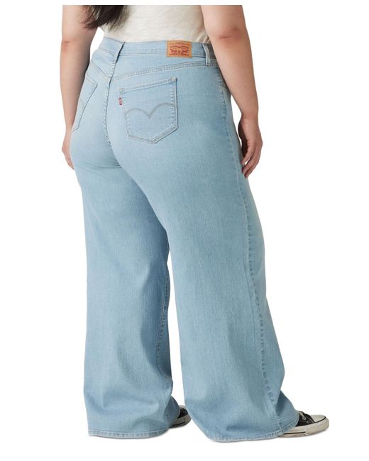 Levi's Blue Plus Size 318 Shaping Mid-rise Wide-leg Jeans