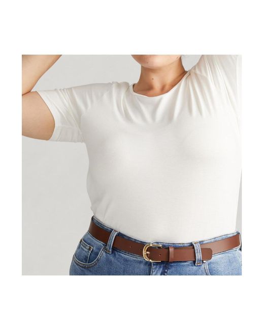 UNIVERSAL STANDARD White Lily Liquid Jersey Crew Neck Stovepipe Tee