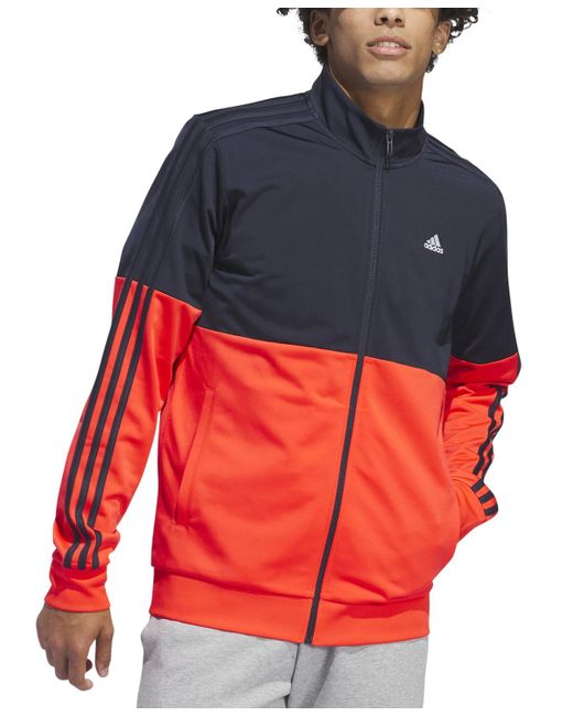 Adidas Blue Essentials Colorblocked Tricot Track Jacket for men