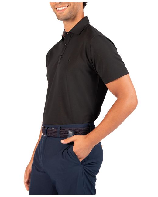 Tailorbyrd Black Micro Grid Performance Polo for men