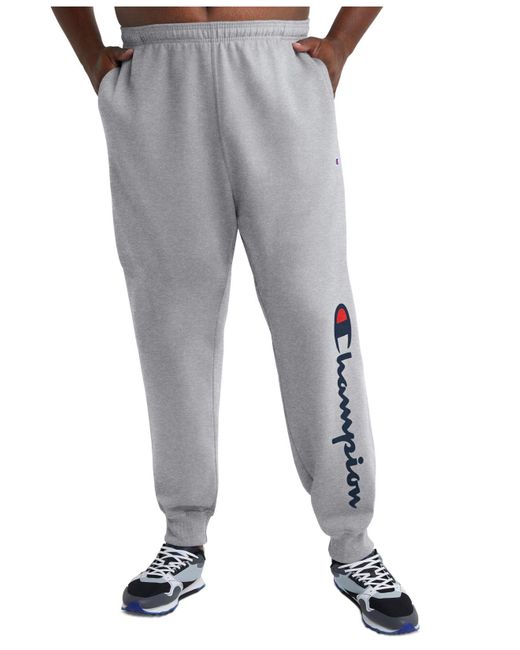 Champion Big & Tall Powerblend Standard-fit Logo-print Fleece Joggers in  Gray for Men | Lyst