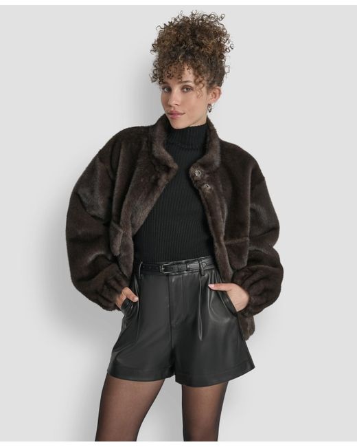 DKNY Black Collar Neck Bomber Coat